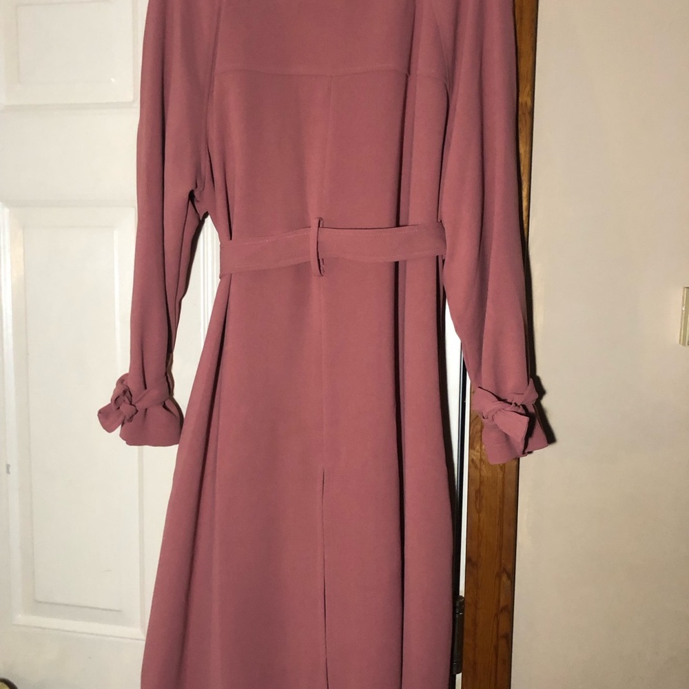 Nine West  Wrap pink Trench coat with Tie Waist - Picture 7 of 9